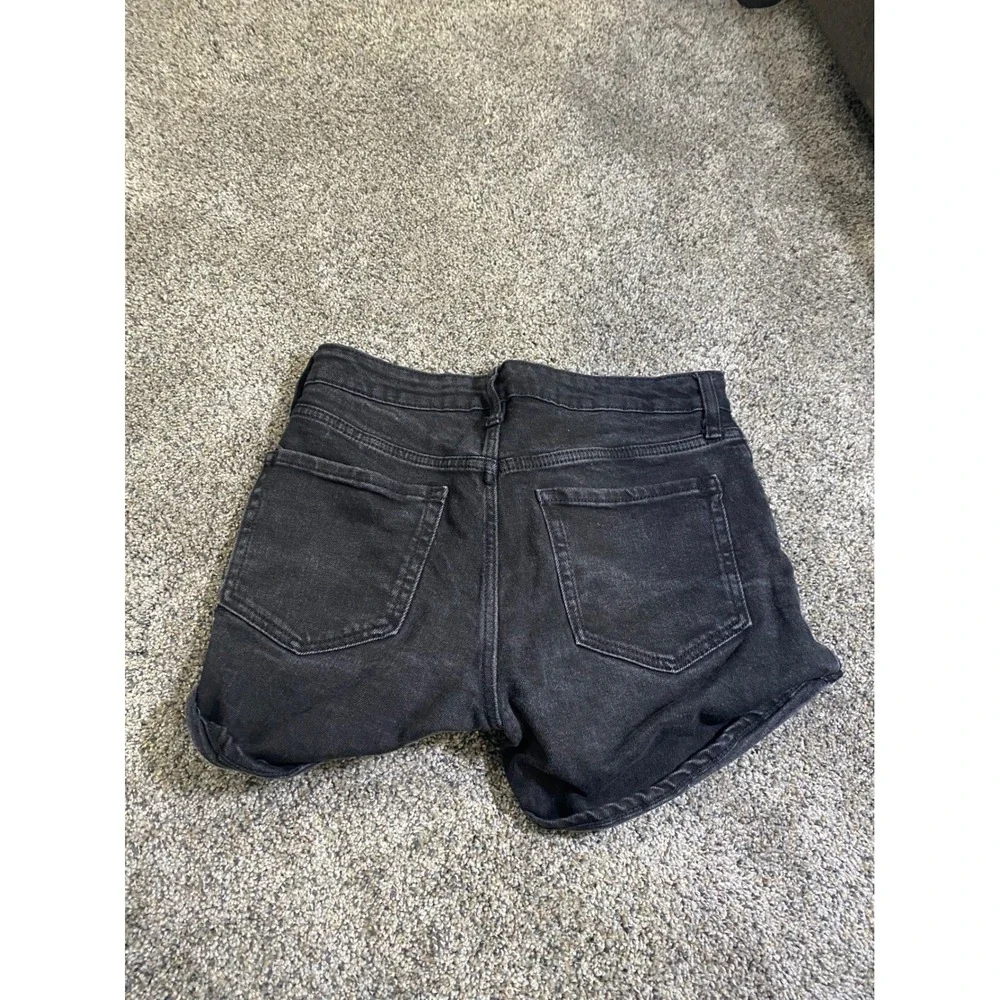 Old Navy OG Straight Denim Shorts Womens 4 High Rise Washed‎ Black Cuffed Jean
